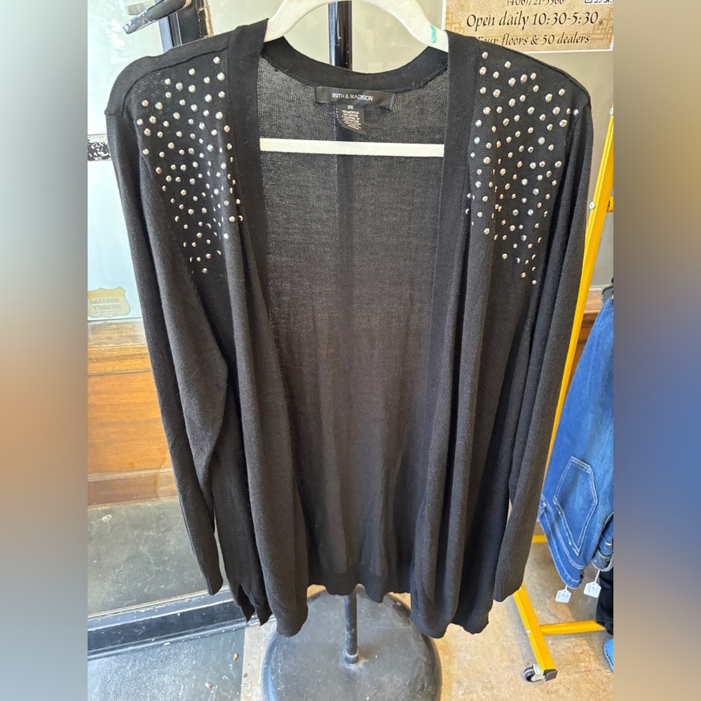 Y2K Black Studded Open Cardigan